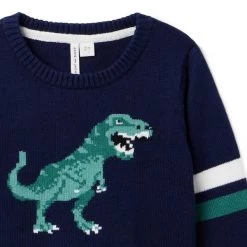 The Dinosaur Striped Sweater Merchant Marine -Fashionable Kids Shop 100047054 alt1 JJ