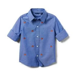 The Embroidered Oxford Shirt Admiral Blue Pumpkin -Fashionable Kids Shop 100047097 alt1 JJ