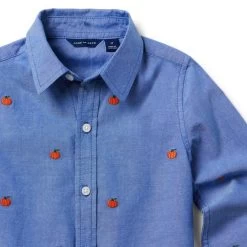 The Embroidered Oxford Shirt Admiral Blue Pumpkin -Fashionable Kids Shop 100047097 alt2 JJ