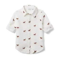 Horse Gauze Shirt Jet Ivory Horse -Fashionable Kids Shop 100047188 alt1 JJ