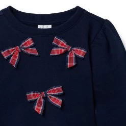 Tartan Bow Sweatshirt Dark Marine -Fashionable Kids Shop 100047252 alt1 JJ