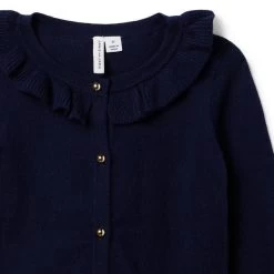 The Ruffle Collar Cardigan Dark Marine -Fashionable Kids Shop 100047280 alt1 JJ