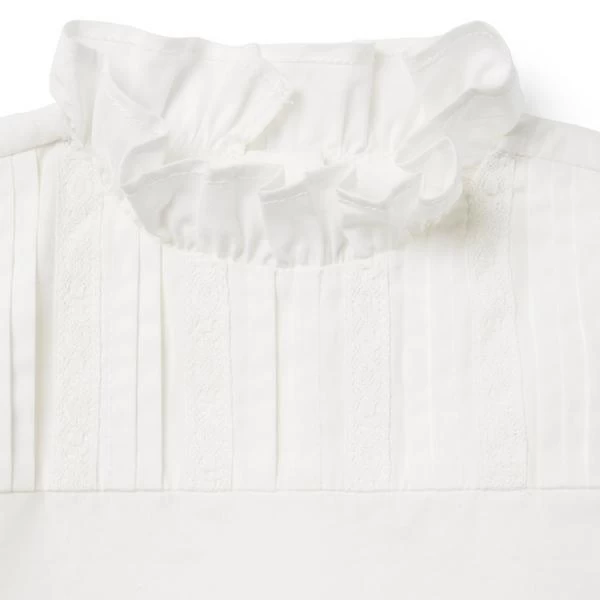 Pintuck Ruffle Collar Top Jet Ivory 3 Pintuck Ruffle Collar Top Jet Ivory - Image 3