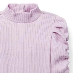 Ribbed Puff Sleeve Top Lavender -Fashionable Kids Shop 100047399 alt2 JJ