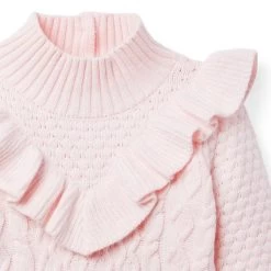 Cable Knit Ruffle Sweater Dollface Pink 7 Cable Knit Ruffle Sweater Dollface Pink -Fashionable Kids Shop 100047404 alt2 JJ