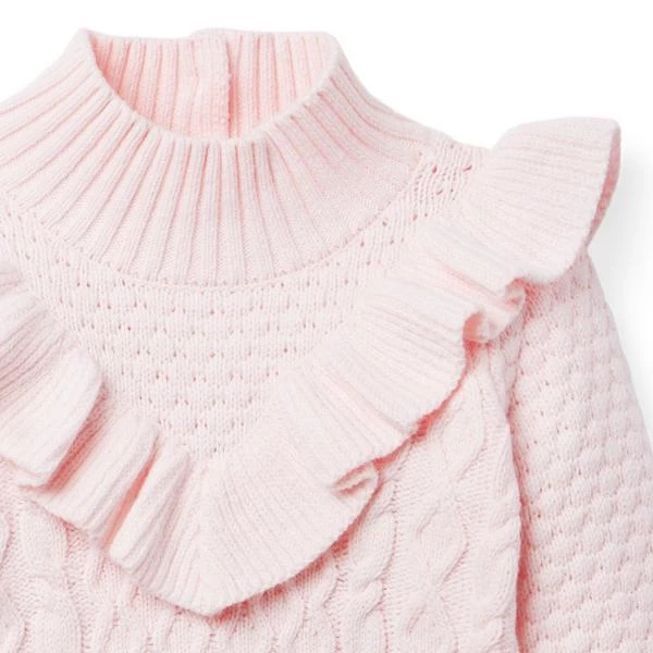 Cable Knit Ruffle Sweater Dollface Pink 4 Cable Knit Ruffle Sweater Dollface Pink - Image 4