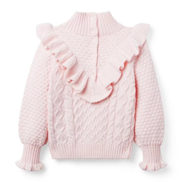 Cable Knit Ruffle Sweater Dollface Pink 2 Cable Knit Ruffle Sweater Dollface Pink - Image 2