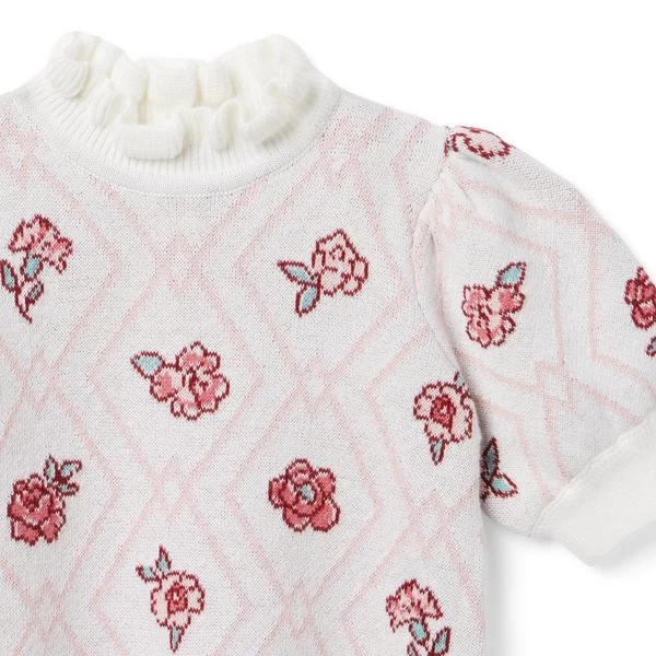 Floral Argyle Sweater Top Jet Ivory Floral Argyle 4 Floral Argyle Sweater Top Jet Ivory Floral Argyle - Image 4