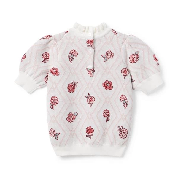 Floral Argyle Sweater Top Jet Ivory Floral Argyle 2 Floral Argyle Sweater Top Jet Ivory Floral Argyle - Image 2