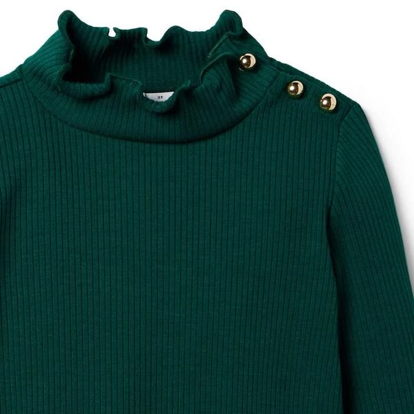 Ribbed Ruffle Trim Turtleneck Enchanted Forest 4 Ribbed Ruffle Trim Turtleneck Enchanted Forest - Image 4