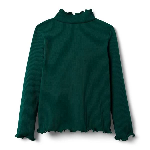 Ribbed Ruffle Trim Turtleneck Enchanted Forest 2 Ribbed Ruffle Trim Turtleneck Enchanted Forest - Image 2