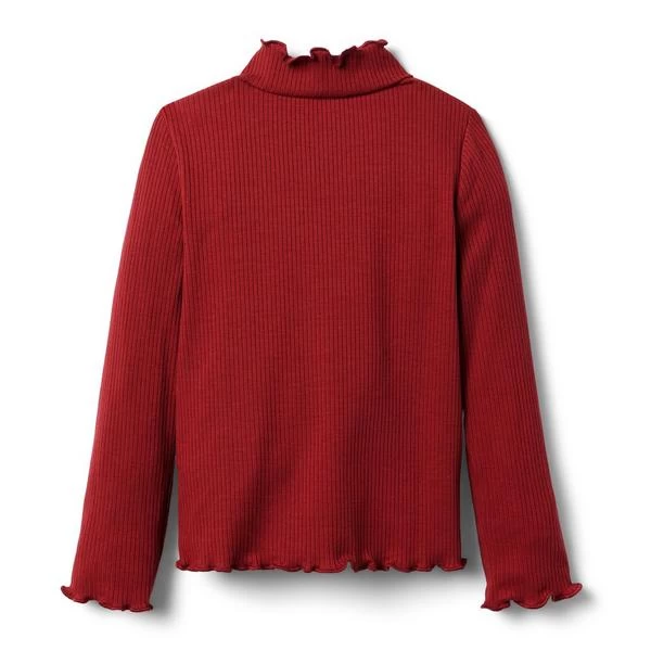 Ribbed Ruffle Trim Turtleneck Red Pear 2 Ribbed Ruffle Trim Turtleneck Red Pear - Image 2