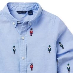 The Embroidered Oxford Shirt Ocean Air Nutcracker -Fashionable Kids Shop 100047513 alt3 JJ