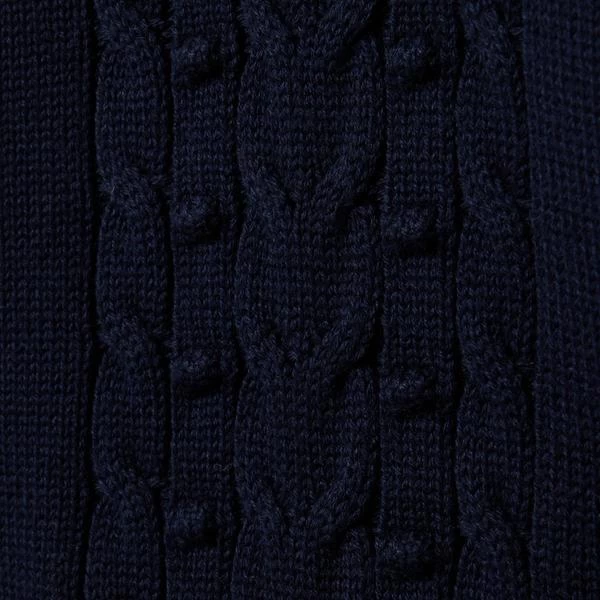 Cable Knit Tartan Collar Sweater Dark Marine 3 Cable Knit Tartan Collar Sweater Dark Marine - Image 3