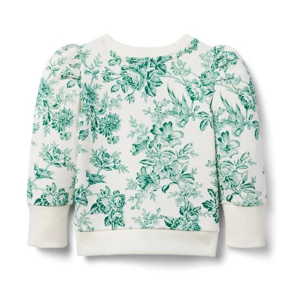 Floral Toile Puff Sleeve Sweatshirt Ferry Green Floral Toile 2 Floral Toile Puff Sleeve Sweatshirt Ferry Green Floral Toile - Image 2