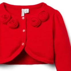 Rosette Cropped Cardigan Holiday Red -Fashionable Kids Shop 100047562 alt1 JJ