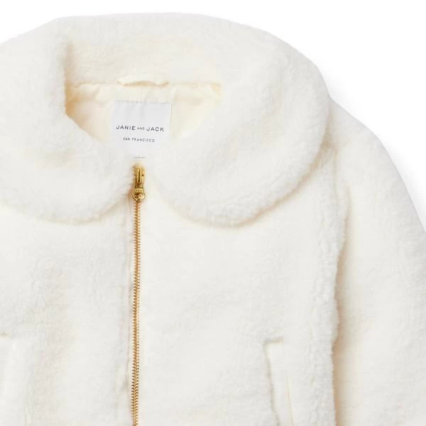 Faux Fur Bomber Jacket White 4 Faux Fur Bomber Jacket White - Image 4