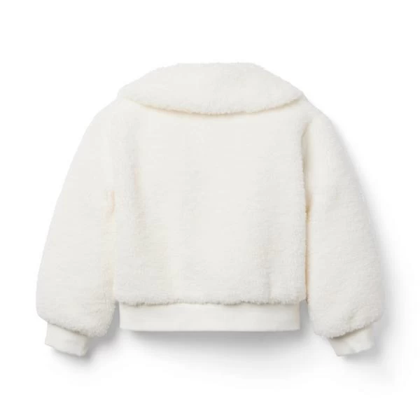 Faux Fur Bomber Jacket White 2 Faux Fur Bomber Jacket White - Image 2