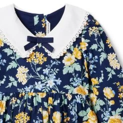 Floral Bow Collar Dress Merchant Marine Floral 6 Floral Bow Collar Dress Merchant Marine Floral -Fashionable Kids Shop 100047576 alt1 JJ
