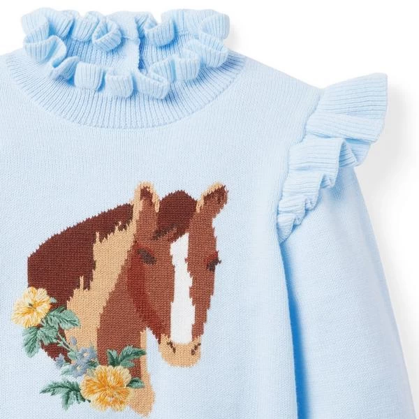 Horse Ruffle Sweater Blue Feather 3 Horse Ruffle Sweater Blue Feather - Image 3