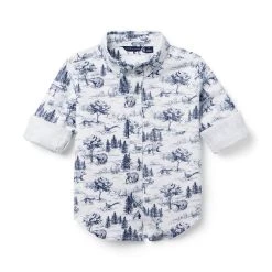 The Woodland Toile Flannel Shirt Jet Ivory Woodland Toile 7 The Woodland Toile Flannel Shirt Jet Ivory Woodland Toile -Fashionable Kids Shop 100047627 alt1 JJ