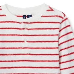 The Striped Jacquard Henley Tee Bradbury Red Stripe 5 The Striped Jacquard Henley Tee Bradbury Red Stripe -Fashionable Kids Shop 100047630 alt1 JJ
