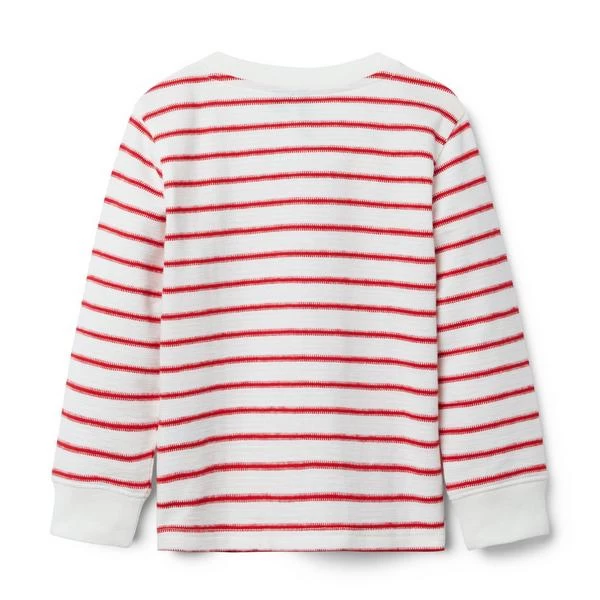 The Striped Jacquard Henley Tee Bradbury Red Stripe 2 The Striped Jacquard Henley Tee Bradbury Red Stripe - Image 2