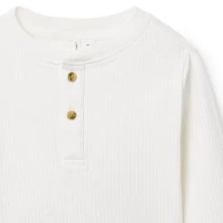 The Ribbed Henley Tee Jet Ivory -Fashionable Kids Shop 100047652 alt1 JJ