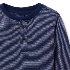 The Striped Jacquard Henley Tee Merchant Marine Stripe -Fashionable Kids Shop 100047653 alt1 JJ