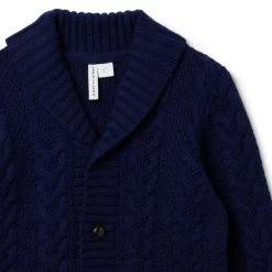 The Cable Shawl Collar Cardigan Merchant Marine -Fashionable Kids Shop 100047656 alt2 JJ