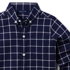 Tattersall Flannel Shirt Merchant Marine Tattersall -Fashionable Kids Shop 100047668 alt2 JJ