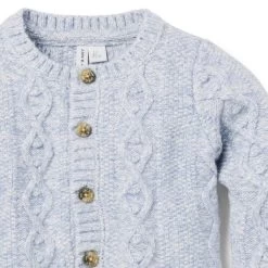 The Cozy Cable Knit Baby Cardigan Soft Blue Heather 7 The Cozy Cable Knit Baby Cardigan Soft Blue Heather -Fashionable Kids Shop 100047774 alt2 JJ
