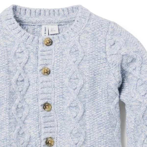 The Cozy Cable Knit Baby Cardigan Soft Blue Heather 4 The Cozy Cable Knit Baby Cardigan Soft Blue Heather - Image 4