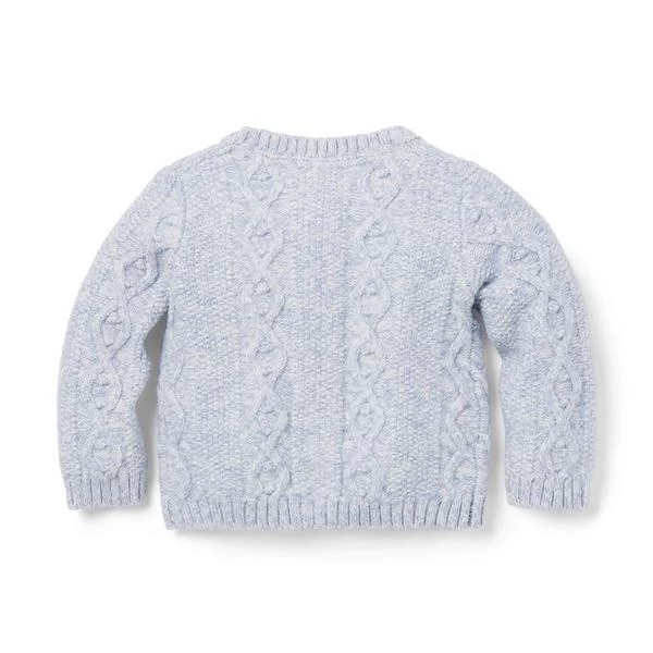 The Cozy Cable Knit Baby Cardigan Soft Blue Heather 2 The Cozy Cable Knit Baby Cardigan Soft Blue Heather - Image 2