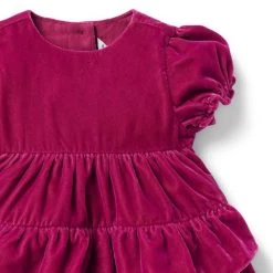 Baby Tiered Velvet Dress Burgundy -Fashionable Kids Shop 100047802 alt3 JJ