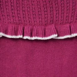 Baby Pointelle Ruffle One-Piece Burgundy -Fashionable Kids Shop 100047803 alt1 JJ