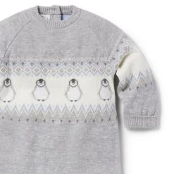 Baby Penguin Fair Isle One Piece Classic Grey Heather Fair Isle -Fashionable Kids Shop 100047811 alt2 JJ