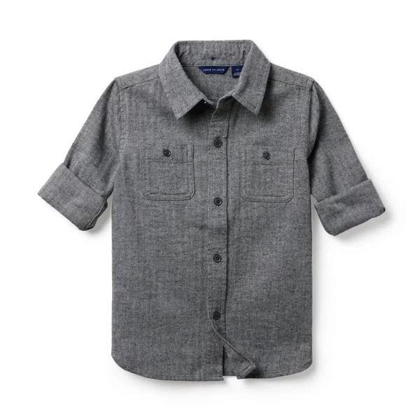 Herringbone Shirt Heather Grey Herringbone 3 Herringbone Shirt Heather Grey Herringbone - Image 3