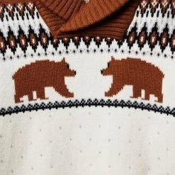 Bear Fair Isle Shawl Collar Sweater Antique White Fair Isle 6 Bear Fair Isle Shawl Collar Sweater Antique White Fair Isle -Fashionable Kids Shop 100047896 alt1 JJ