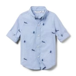 The Embroidered Oxford Shirt Shy Blue Husky -Fashionable Kids Shop 100047902 alt1 JJ