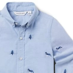 The Embroidered Oxford Shirt Shy Blue Husky -Fashionable Kids Shop 100047902 alt3 JJ