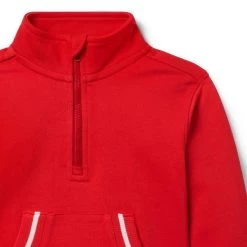 Striped Pocket Half-Zip Sweatshirt Winter Red -Fashionable Kids Shop 100047930 alt1 JJ