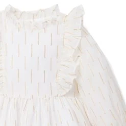 Metallic Clip Stripe Dress Cream And Sugar Stripe 7 Metallic Clip Stripe Dress Cream And Sugar Stripe -Fashionable Kids Shop 100047954 alt2 JJ