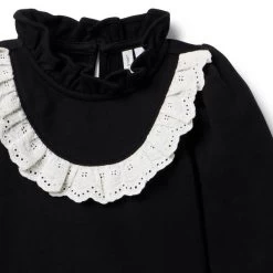 Eyelet Ruffle Sweatshirt JJ Black 5 Eyelet Ruffle Sweatshirt JJ Black -Fashionable Kids Shop 100047970 alt1 JJ