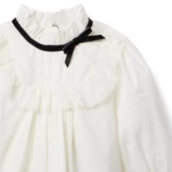 Lace Ruffle Bow Top Cream And Sugar -Fashionable Kids Shop 100047971 alt1 JJ