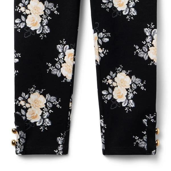 Floral Button Cuff Ponte Pant JJ Black Floral 3 Floral Button Cuff Ponte Pant JJ Black Floral - Image 3