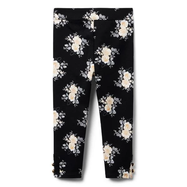 Floral Button Cuff Ponte Pant JJ Black Floral 2 Floral Button Cuff Ponte Pant JJ Black Floral - Image 2