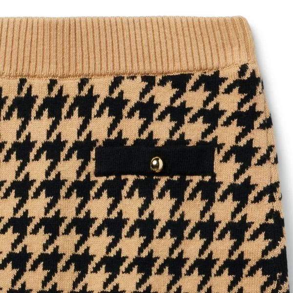 Houndstooth Skirt Tan Houndstooth 4 Houndstooth Skirt Tan Houndstooth - Image 4