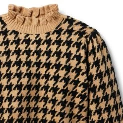 Houndstooth Cropped Sweater Tan Houndstooth 7 Houndstooth Cropped Sweater Tan Houndstooth -Fashionable Kids Shop 100047979 alt2 JJ