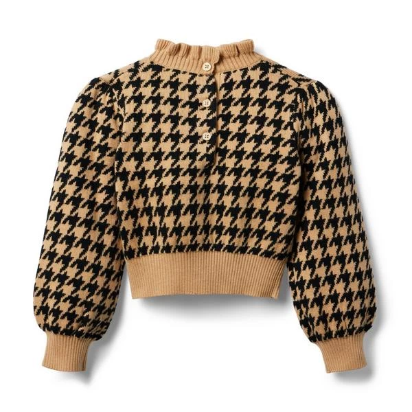 Houndstooth Cropped Sweater Tan Houndstooth 2 Houndstooth Cropped Sweater Tan Houndstooth - Image 2